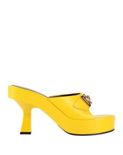 Versace Woman Sandals Yellow Size 8 Soft Leather