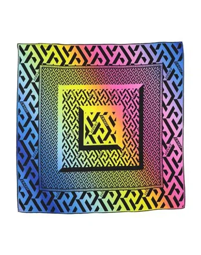 Versace Woman Scarf Blue Size - Silk In Multi