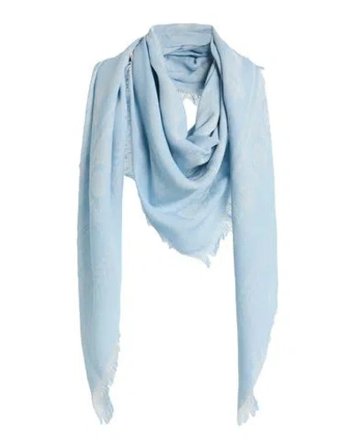 Versace Woman Scarf Sky Blue Size - Virgin Wool, Viscose