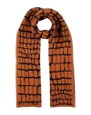 Versace Woman Scarf Tan Size - Virgin Wool, Viscose, Polyamide, Calfskin In Brown