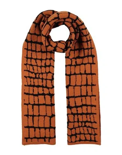 Versace Woman Scarf Tan Size - Virgin Wool, Viscose, Polyamide, Calfskin In Brown