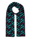 Versace Woman Scarf Turquoise Size - Wool, Elastane In Blue