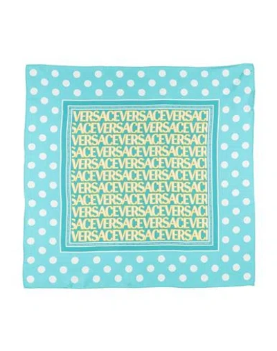 Versace Woman Scarf Turquoise Size - Silk In Blue