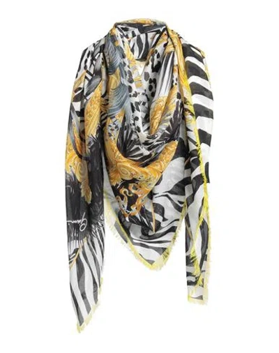 Versace Woman Scarf White Size - Modal, Silk In Gold
