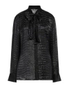 Versace Crocodile Effect Tie-neck Shirt In Black