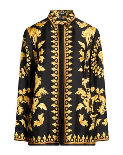 Versace Woman Shirt Black Size 16 Silk