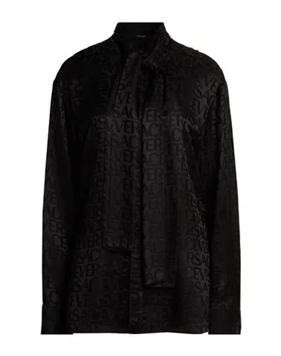 Versace Woman Shirt Black Size 4 Viscose, Silk