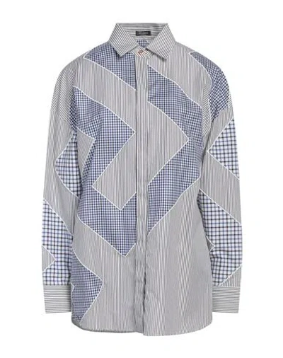 Versace Woman Shirt Blue Size 6 Cotton, Polyester