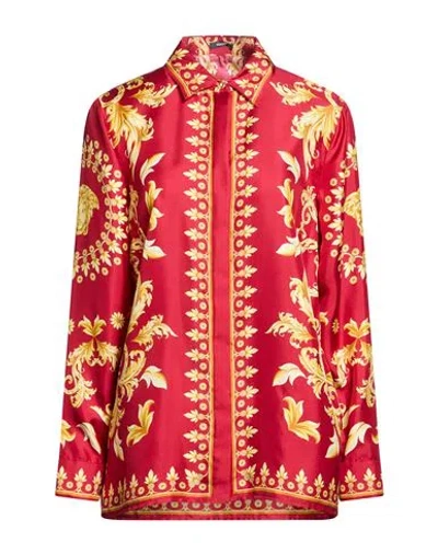 Versace Woman Shirt Brick Size 6 Silk In Red