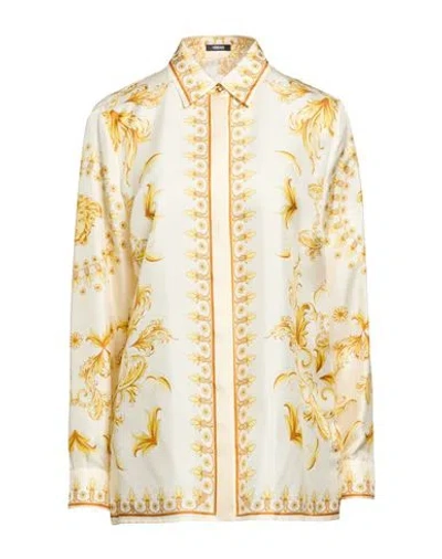 Versace Woman Shirt Cream Size 14 Silk In Multi