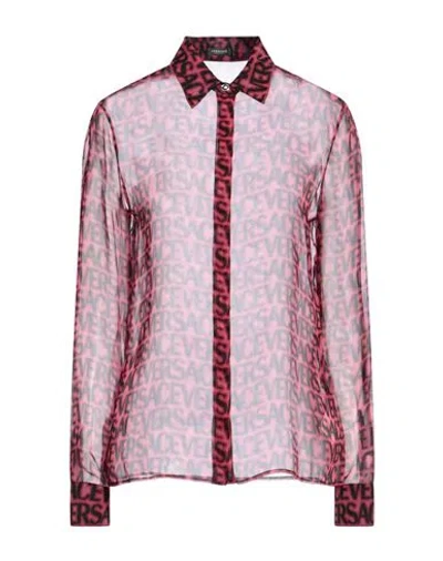 Versace Woman Shirt Fuchsia Size 12 Silk In Pink