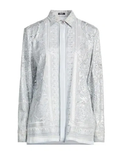 Versace Woman Shirt Grey Size 4 Viscose, Silk In Multi