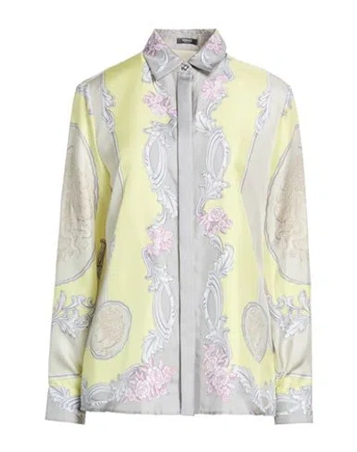 Versace Woman Shirt Light Grey Size 4 Silk In Yellow