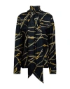 Versace Woman Shirt Midnight Blue Size 8 Viscose, Silk In Black