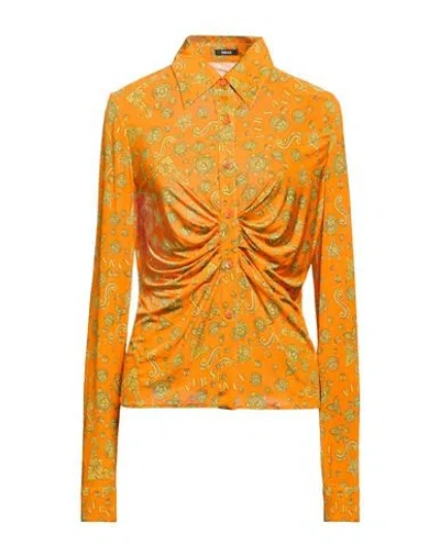 Versace Woman Shirt Orange Size 12 Viscose, Elastane