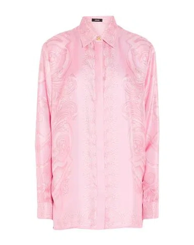 Versace Woman Shirt Pink Size 10 Silk