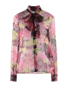 Versace Woman Shirt Pink Size 2 Silk In Pink
