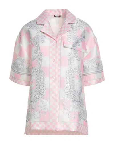 Versace Woman Shirt Pink Size 6 Polyester, Silk