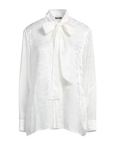 Versace Woman Shirt White Size 8 Viscose, Silk