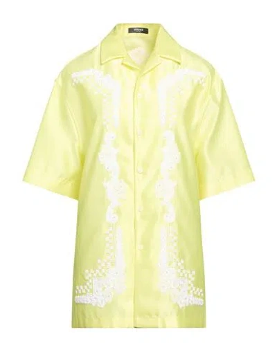 Versace Woman Shirt Yellow Size 10 Polyester, Silk