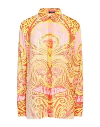 Versace Woman Shirt Yellow Size 8 Polyester