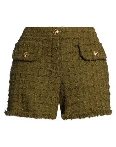 Versace Woman Shorts & Bermuda Shorts Military Green Size 0 Virgin Wool, Mohair Wool, Polyamide