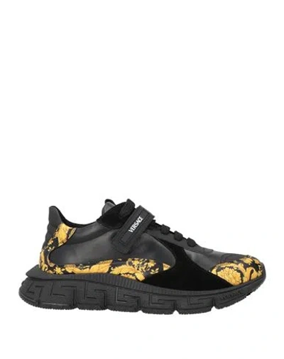 Versace Woman Sneakers Black Size 8 Leather, Textile Fibers