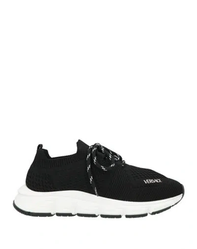 Versace Woman Sneakers Black Size 8 Textile Fibers