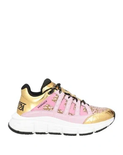 VERSACE VERSACE WOMAN SNEAKERS GOLD SIZE 6 CALFSKIN