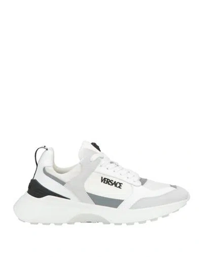 Versace Woman Sneakers Light Grey Size 6 Leather, Textile Fibers