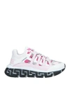 Versace Low-top Trigreca Sneakers With Contrasting Print In Pink