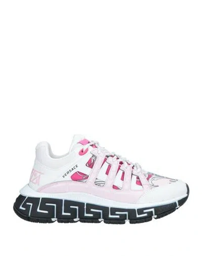 Versace Low-top Trigreca Sneakers With Contrasting Print In Pink