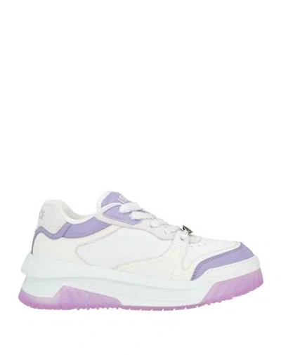 Versace Woman Sneakers Lilac Size 6 Leather In White
