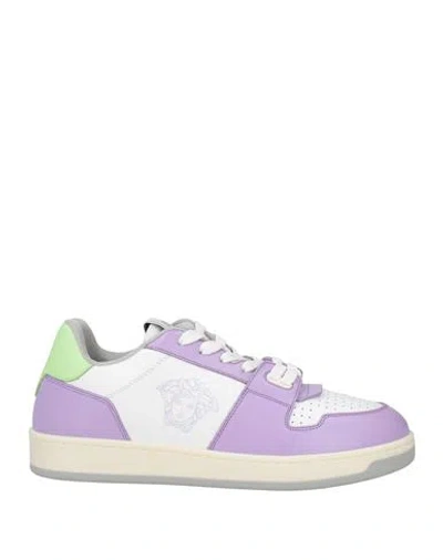 Versace Woman Sneakers Lilac Size 8 Leather In Purple