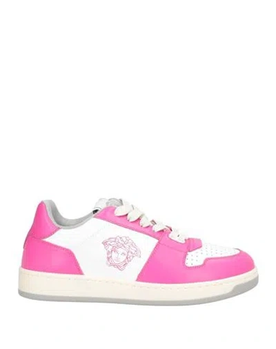 Versace Woman Sneakers Magenta Size 8 Calfskin In Purple