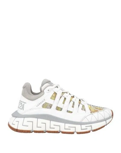 Versace Woman Sneakers White Size 8 Leather, Textile Fibers
