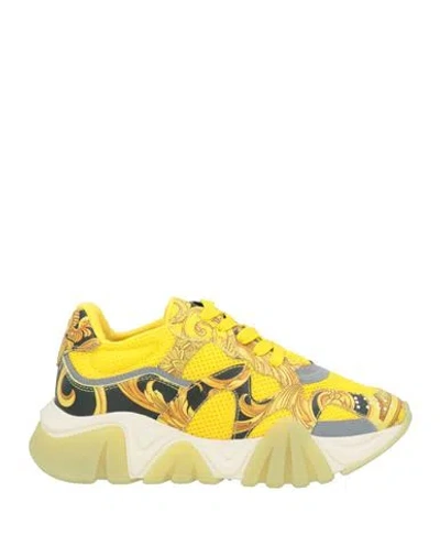 Versace Woman Sneakers Yellow Size 7 Leather