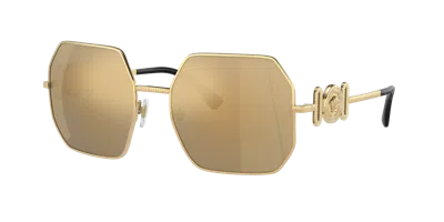 Versace Woman Sunglasses Ve2248 In Brown Mirror Gold