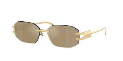 Versace Woman Sunglass Ve2274g In Clear Mirror Real Yellow Gold