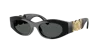 Versace Medusa Embellished Oval Plastic Sunglasses, 51mm In Dark Grey