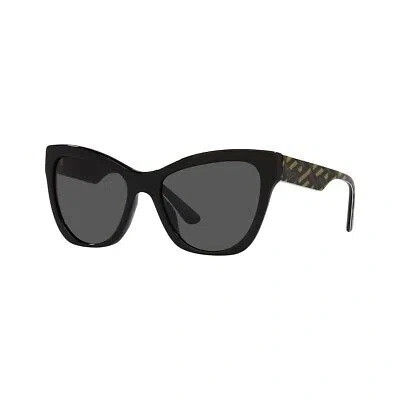 Pre-owned Versace Woman Sunglasses Black Frame, Dark Grey Lenses, 56mm In Gray