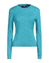 Versace Woman Sweater Azure Size 14 Silk, Polyamide, Elastane In Blue