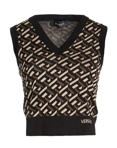 Versace Woman Sweater Black Size 6 Silk