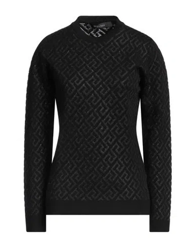 Versace Woman Sweater Black Size 6 Virgin Wool, Polyamide