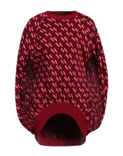Versace Woman Sweater Garnet Size 8 Polyester, Wool In Red