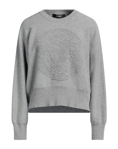 Versace Woman Sweater Grey Size 6 Virgin Wool, Cashmere