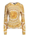 VERSACE VERSACE WOMAN SWEATER OCHER SIZE 8 SILK