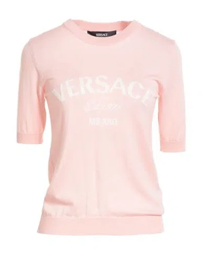 Versace Woman Sweater Pink Size 6 Virgin Wool