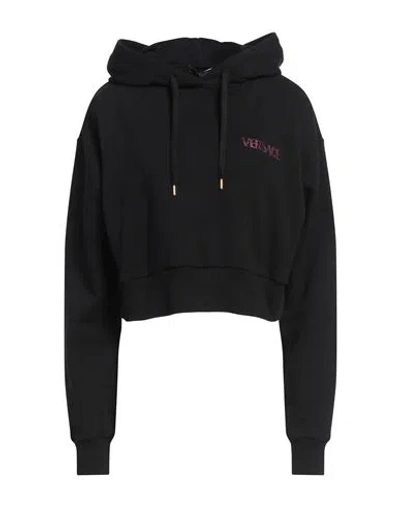 Versace Woman Sweatshirt Black Size 10 Cotton, Elastane