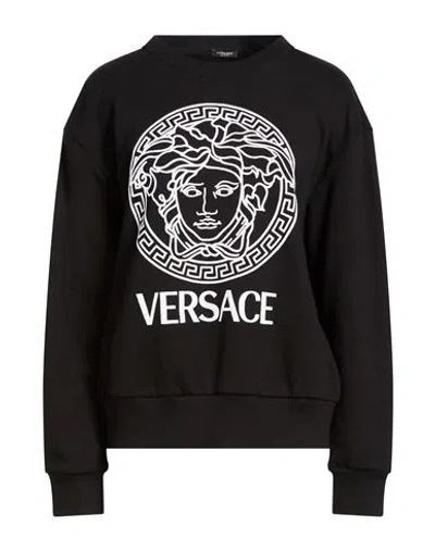 Versace Woman Sweatshirt Black Size 14 Cotton